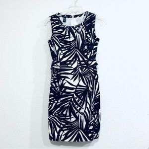 Alfani Black and white midi dress, palm leaf design